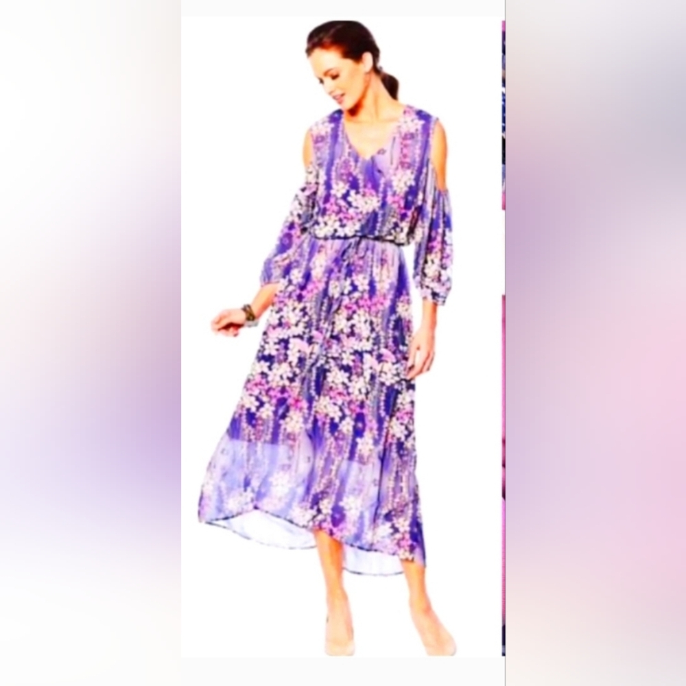 NWT LaBellum by Hilary Scott Floral Open Shoulder Dress 3X